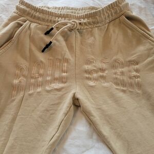 RAW Gear Men’s Cream Color Joggers With Embroidery Sz Medium